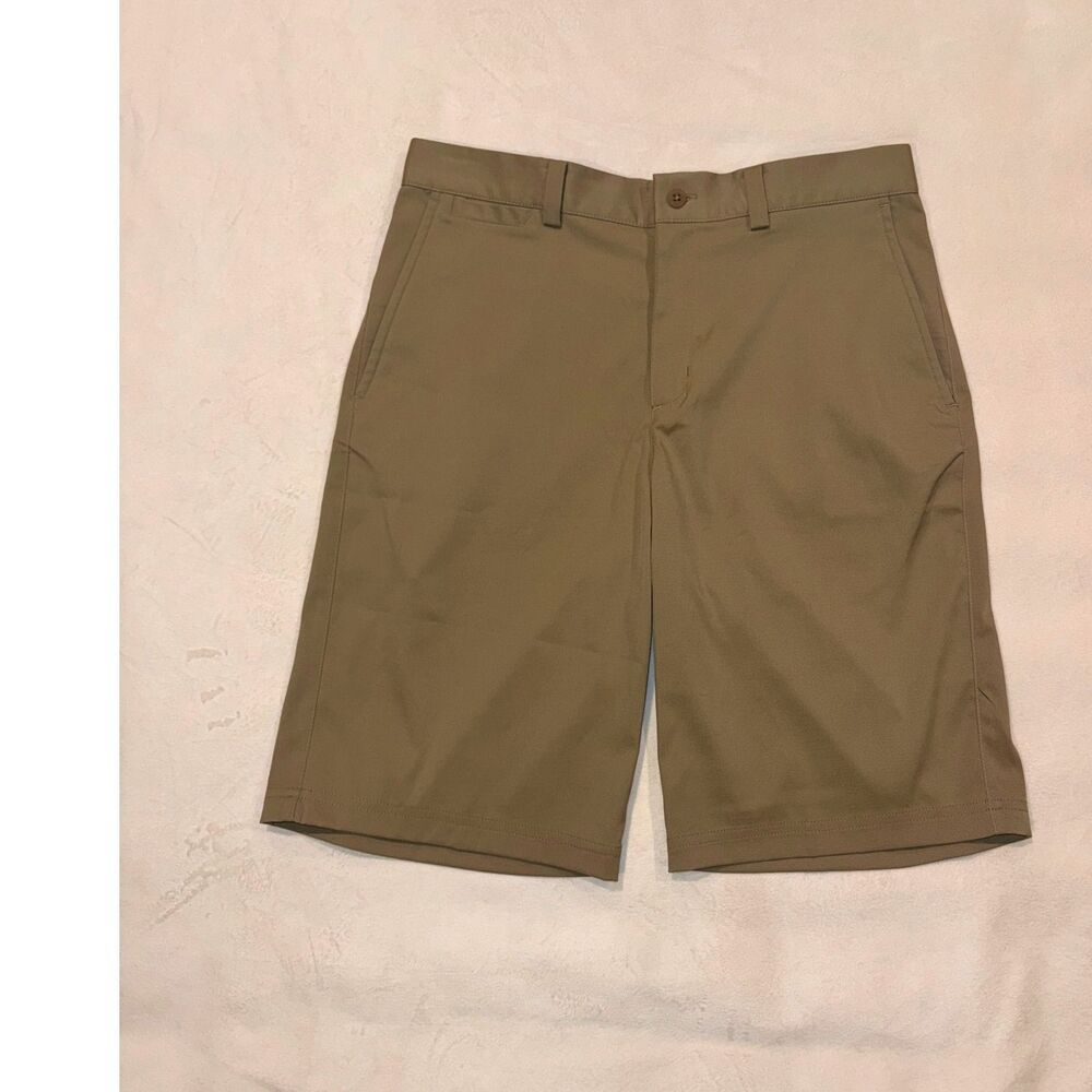 Nike Dri-FIT Mens Golf Shorts Khaki Tan Size 30 Flat Front Performance (382)